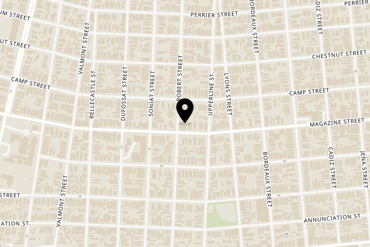 Map showing the location of Pizza Domenica Uptown on 4933 Magazine St in New Orleans